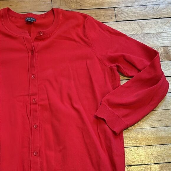 Eddie Bauer Women’s Red Long Sleeve Button Up Cardigan Sweater Size 2XL - Picture 2 of 6